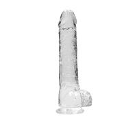 Shots RealRock REA093TRA - Gode Réaliste de 22 cm avec Couilles - avec Ventouse - Fabriqué en TPE - Transparent