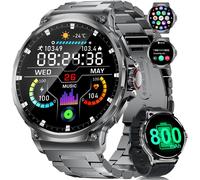 Shou-Montre Connectée Homme Avec 800 Mah Grande Batterie 1,85¿ Hd Cadran Rond Bluetooth Appels Smartwatch Homme Pour Ios Android,Pedometro,Calorie,100+ Modes Sport,Cadran Diy,Noir Acier