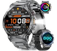 Shou-Montre Connectée Homme Avec 800mah/1,75'' Hd Grand Écran/Led Lampe,Smartwatch Homme Avec Moniteur De Fréquence Cardiaque Et Sommeil/100+ Modes Sportifs,Ip68 Étanche Android Ios