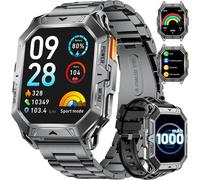 Shou-Montre Connectée Hommes Avec Boussole,Baromètre,Pression Et Altimètre,2,13"" Grand Écran Amoled Smartwatch Compatible Android Ios,Batterie 1000 Mah,100+ Modes Sportifs,Noirprofond