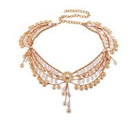 SHOUKAII Belt Dungarees Bohemian Tassel Waist Chain Vintage Ethnic Alloy Tan Collar Belly Dance Accessory