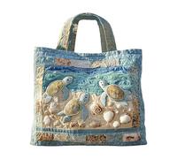 Shoulder Bag - Turtle Theme Handbag | Oxford Cloth 3D Quilting Small Shoulder Bag With Canvas Accent, Portable Tote With Stylish Pattern For Friends Adults Lightweight Accessory For Modern Lifestyle