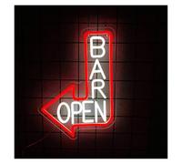 SHOUXI LED néon signe Bar Open Enseigne Au Néon Flèche LED Lumière Dimmable Alimenté Par USB Pour Bars D'affaires Pub Man Cave Party Restaurant Décoration 11.22in/15.75in(Style 2)