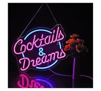 SHOUXI LED néon signe Cocktails And Dreams Lumière LED Néon À Intensité Variable Pour Bar, Club, Hôtel, Fête D'anniversaire, Décoration, Lampe Alimentée Par USB 34.3cmx30cm