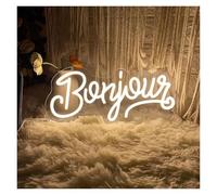 SHOUXI LED néon signe Décoration Murale LED Bonjour En Néon, Alimentée Par USB, Veilleuses Pour Fête De Festival À Domicile 40cmX19.2cm