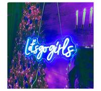 SHOUXI LED néon signe Décoration Murale Let's Go Girls en Enseigne Lumineuse Néon Pour Salle De Jeux, Chambre, Bar, Salon Ou Fête D'anniversaire 48cm(Bleu)