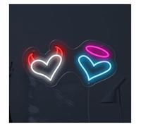 SHOUXI LED néon signe Décoration Murale Néon Cœurs D'ange Et De Démon Idéale Pour Salle Jeux, Chambre, Bar, Salon Ou Fête D'anniversaire 48cm(Style C)