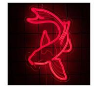 SHOUXI LED néon signe Enseigne Au Néon De Poisson, Carpe Koi, Enseignes Rouge, Alimentée Par USB, À Intensité Variable, Pour Décorations Murales 36cm×29.5cm