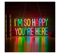 SHOUXI LED néon signe Enseigne Au Néon I'm So Glad You're Here À Intensité Variable, Pour Salle De ureau, Chambre À Coucher, Salon, Bar, Décoration De Club
