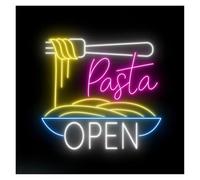SHOUXI LED néon signe Enseigne Au Néon Pasta Open Italie Nouilles Lampes Décoratives Murales Alimenté Par USB Restaurant De Cuisine Italienne Décor De Cuisine 51cm