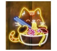 SHOUXI LED néon signe Enseigne Au Néon Pour Chat, Nouilles Japonaises, Restaurant, Cuisine, Décoration Murale, Bar 65cm(C)