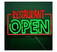 SHOUXI LED néon signe Enseigne Au Néon Restaurant Open Lumière LED À Intensité Variable Pour Hôtel, Magasin D'affaires Murale De Bienvenue Alimentée Par USB, 42cmx24.5cm