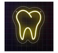 SHOUXI LED néon signe Enseigne Au Néon Simple Et Créative Pour Dents Propres, Décor De Bureau De Clinique Dentaire Alimenté Par USB, 9.45x8.27inch(Lemon yellow)