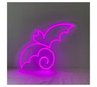 SHOUXI LED néon signe Enseigne Lumineuse Chauve-souris Violette Volante Pour Halloween, Décoration De Fête, Salle Jeux, Chambre, Salon, Anniversaire 48cm