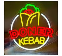 SHOUXI LED néon signe Enseigne Lumineuse Doner Kebab Pour Décoration Murale, Luminaire Décoratif Pour Restaurant, Fast-food, Kebab, 34cmх32.5cm