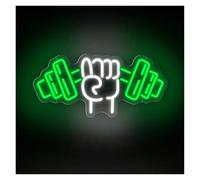 SHOUXI LED néon signe Enseigne Lumineuse LED En Forme D'haltère, Intensité Variable, Pour Salle De Sport, Club De Fitness, Salle De Yoga, Décoration Murale 40cmx18.9cm