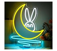SHOUXI LED néon signe Enseigne Lumineuse LED Néon Lapin Lune Mignonne, Intensité Variable, Alimentation USB Pour Chambre D'enfant, Fête, Club, Mariage, 31.7cmx37cm