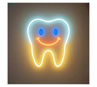 SHOUXI LED néon signe Enseigne Lumineuse LED Néon Sourire Dentaire À Luminosité Réglable, Pour Cabinet Dentaire, Commerce, Décoration Murale, Alimentation USB, 38cm(Style E)