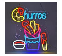 SHOUXI LED néon signe Enseigne Lumineuse Murale Churros À Suspendre, Décoration Pour Restaurant, Magasin, Stand De Nourriture, Camion, Bar À Jus, Marché, Fête, 31cmх38cm