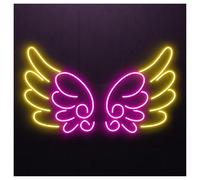SHOUXI LED néon signe Enseigne Lumineuse Néon Ailes D'ange, Idéale Pour La Décoration Murale, Luminosité Réglable, 50cm