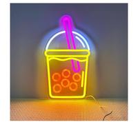 SHOUXI LED néon signe Enseigne Lumineuse Néon Boba Tea - Décoration Café Ouvert Maison Restaurant Bienvenue Salle De Jeux Chambre Bar Salon 48cm