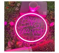 SHOUXI LED néon signe Enseigne Lumineuse Néon « Café Et Thé » Pour Salle De Jeux, Chambre, Bar, Salon, Décoration Murale Pour Fête D'anniversaire 40cm(Rose red)