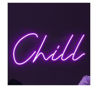 SHOUXI LED néon signe Enseigne Lumineuse Néon Chill Faite Main, Idéale Pour Une Décoration Relaxante Dans Chambre Luminosité Réglable 38cm(Violet)