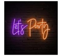 SHOUXI LED néon signe Enseigne Lumineuse Néon Let's Party, Faite Main, Idéale Pour La Décoration De Mariages Et Fêtes Luminosité Réglable 50cm