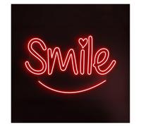 SHOUXI LED néon signe Enseigne Lumineuse Néon Smile Faite Main, Idéale Pour Décorer Une Chambre D'enfant Luminosité Réglable 50cm(Rouge)