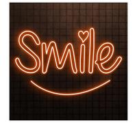 SHOUXI LED néon signe Enseigne Lumineuse Néon Smile Faite Main, Idéale Pour Décorer Une Chambre D'enfant Luminosité Réglable 50cm(Orange,Blue,Green,Silver,Black)