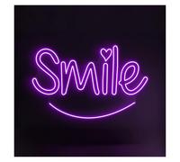 SHOUXI LED néon signe Enseigne Lumineuse Néon Smile Faite Main, Idéale Pour Décorer Une Chambre D'enfant Luminosité Réglable 50cm(Violet)