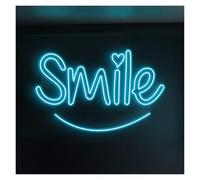 SHOUXI LED néon signe Enseigne Lumineuse Néon Smile Faite Main, Idéale Pour Décorer Une Chambre D'enfant Luminosité Réglable 50cm(Ice blue)