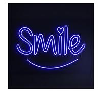 SHOUXI LED néon signe Enseigne Lumineuse Néon Smile Faite Main, Idéale Pour Décorer Une Chambre D'enfant Luminosité Réglable 50cm(Bleu)