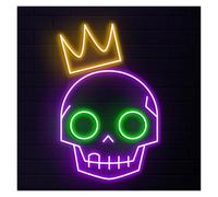SHOUXI LED néon signe Enseigne Lumineuse Néon Tête De Mort Couronnée, Idéale Pour La Décoration Murale D'un Café Luminosité Réglable 44cm
