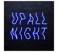 SHOUXI LED néon signe Enseigne Lumineuse Néon UP All Night Faite Main, Idéale Pour Décorer Une Chambre De Gamer Luminosité Réglable 46cm(Bleu)