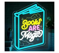 SHOUXI LED néon signe Enseigne Néon Books Are Magic USB LED Pour Salle De Classe, Lecture, Fête, Bibliothèque, Décorations Chambre À Coucher 14.37x9.65in/36.5X24.5cm