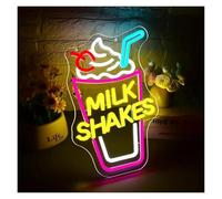 SHOUXI LED néon signe Enseigne Néon Milkshake USB À Intensité Variable, Pour Salle De Jeux, Chambre Coucher, Salon, Bar, Fête, Décoration Artistique Murale 14.56x10in