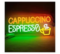 SHOUXI LED néon signe Enseignes Au Néon Cappuccino Espresso Lumières LED À Intensité Variable USB, Pour Café, Bar, Bistrot, Boutique, Homme, Grotte, Fête, Entreprise 16.1x7.7in