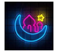 SHOUXI LED néon signe Enseignes Lumineuses Néon Série Lune À Luminosité Réglable, Idéales Pour La Décoration De Chambres, Bars, Clubs, Bureaux Et Fêtes 33x28.6cm