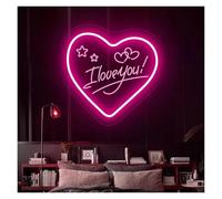 SHOUXI LED néon signe I Love You Enseigne Au Néon LED Lumière Dimmable USB Pour Proposition De Mariage Fête De Fiançailles Couple Chambre Maison Tenture Décor 40cmx37cm(Rose red)