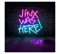 SHOUXI LED néon signe Jinx Was Here Enseigne Au Néon, Alimentée Par USB, Luminosité Réglable, Adaptée À La Décoration De Maison, 40cmx40cm(UNE)