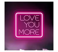 SHOUXI LED néon signe Love You More Enseigne Au Néon Intensité Variable Pour Toile De Fond De Mariage Anniversaire Funky Saint Valentin Décoration Murale À Suspendre 35cmx32cm(Rose red)
