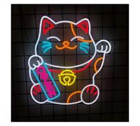 SHOUXI LED néon signe Lumières Néon Ouvertes Pour Chat, Luminosité Réglable, Adaptées Aux Décorations Murales De Studio Et De Magasin, 45cmx48cm(C)