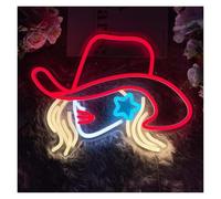 SHOUXI LED néon signe Panneau Néon Avec Chapeau De Cowboy, Décoration Murale Pour Entreprise, Éclairage D'intérieur À LED Pour Bureau, Chambre À Coucher, Salon, Bar