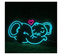 SHOUXI LED néon signe Panneau Néon Éléphant Maman Éléphant Et Bébé Veilleuse Maison Chambre Chambre D'enfant Décoration Maternelle Art Décoration Murale 50cmх29cm(UNE)