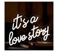 SHOUXI LED néon signe Panneau Néon It's A Love Story Lumière LED Pour Mariage, Fiançailles, Enterrement De Vie De Jeune Fille, Décor De Salle, Alimenté Par USB, 39.88cm×29.97cm