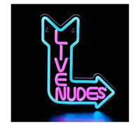 SHOUXI LED néon signe Panneau Néon «LIVE NUDES» Alimenté Par USB, Art Polyvalent Pour Une Ambiance Intense Panneaux Néons À Suspendre 31cm×26cm
