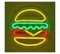 SHOUXI LED néon signe Panneau Néon Pour Hamburger, Lampe Pour Aliments Délicieux Et Lumineux, Panneau Décoratif Pour Restaurant LED Néon Signe D'Ambiance Apaisante Lamp 19.6cm×19cm