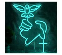 SHOUXI LED néon signe Signe Néon Colombe De La Paix, Lumière LED, Jésus Chrétien Variable Pour Salle De Prière, Décor Religieux De Pâques, Chambre À Coucher 38cmx29cm