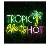 SHOUXI LED néon signe Tropic Like It's Hot Enseigne Au Néon Cocotier Lumière LED Dimmable Alimenté Par USB Pour Plage Bar Chambre Café Fête Décoration Murale 16.5inx11in